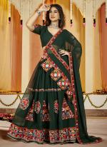 Georgette Green Navratri Wear Embroidery Work Ready To Wear Lehenga Choli